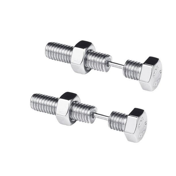 Metmejiao Hypoallergenic Stainless Steel Punk Screw Earrings Studs Tragus Cartilage Ear Jewelry Black